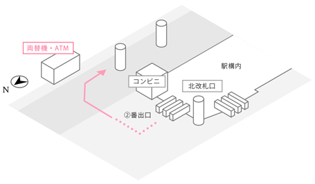 クリスタ長堀 両替機・ATMを右へ